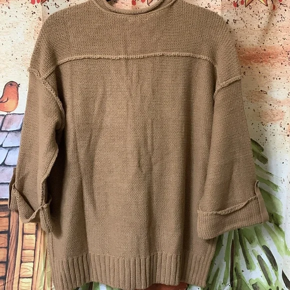 NWT brown sweater/3/4 sleeves with split sides - Picture 8 of 8